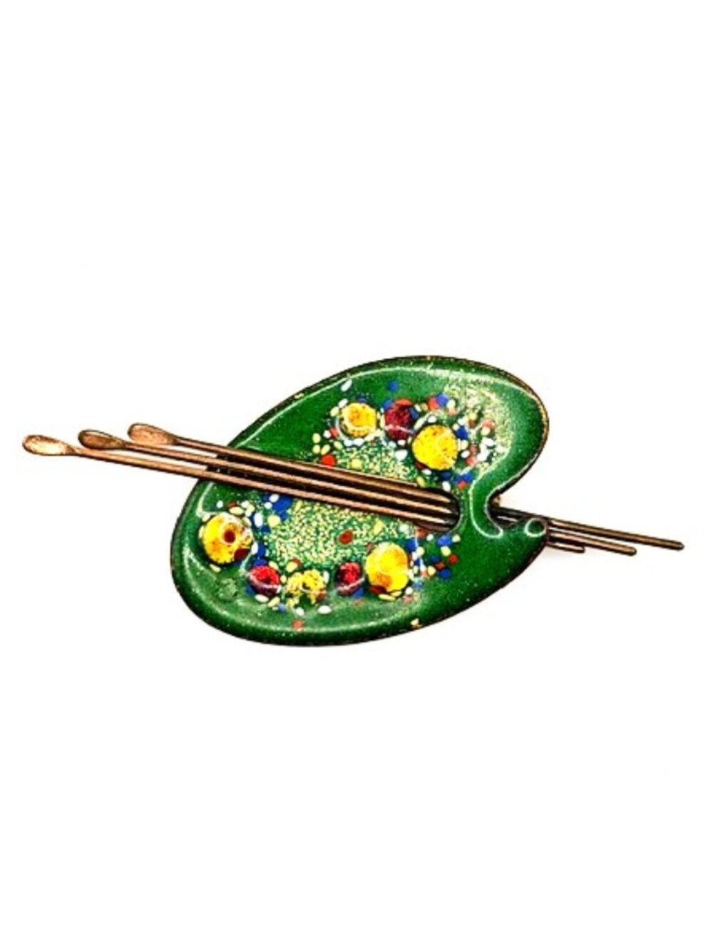 Vintage Matisse Artist Palette Brooch Enamel Copper MCM Signed